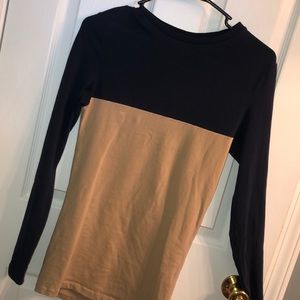 ASOS long sleeve shirt in tan and navy